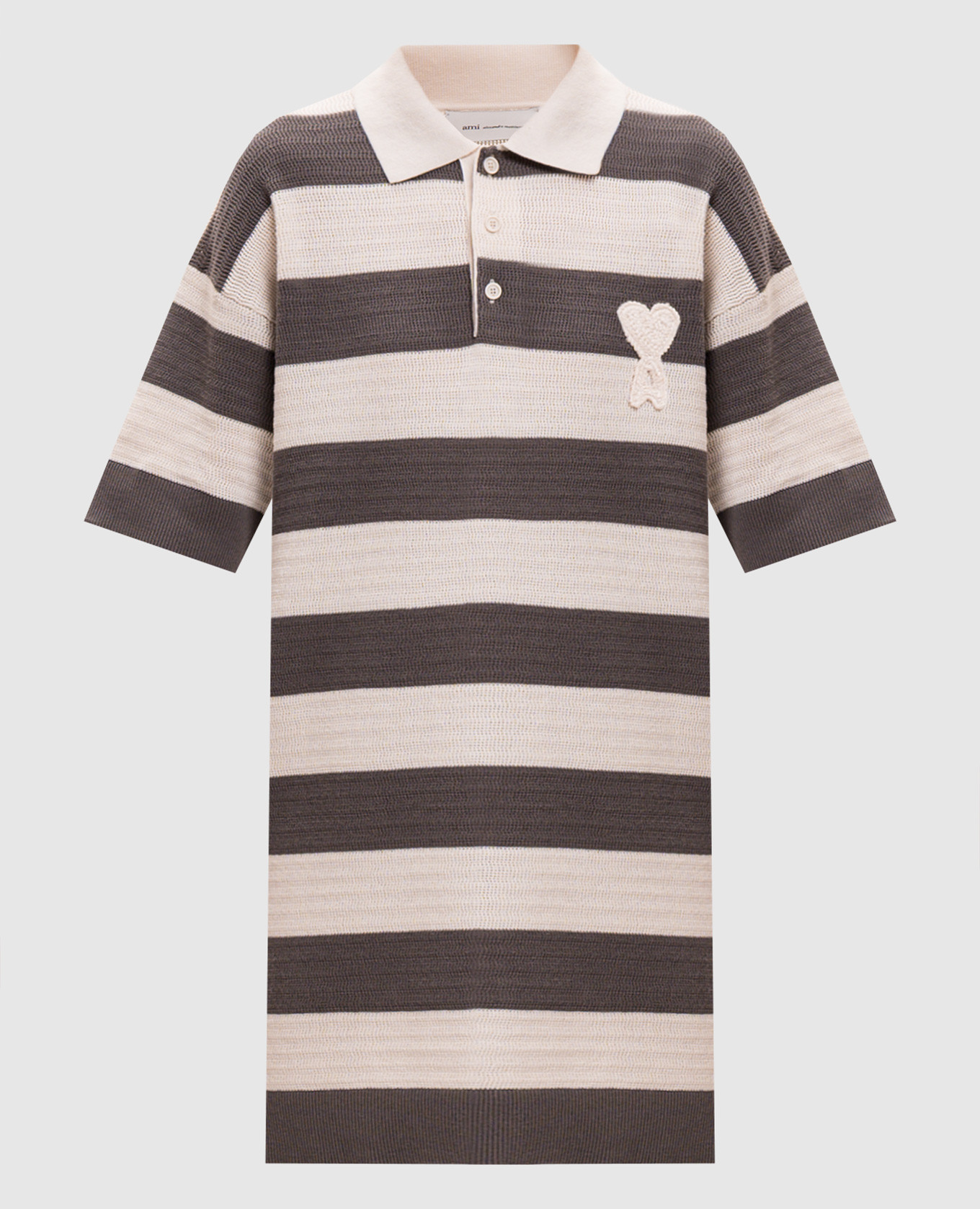 

Striped polo dress with logo patch Ami Paris, Grey