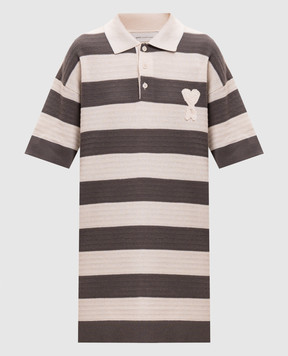 Ami Paris Striped polo dress with logo patch FDR667KN0153