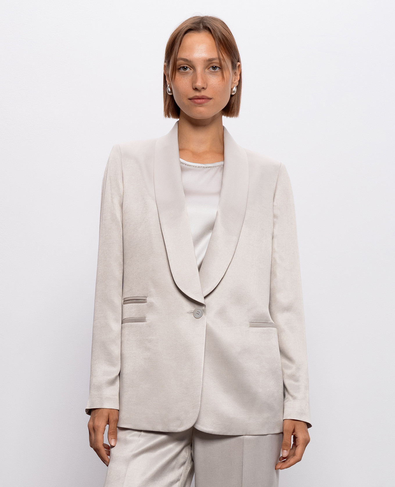 

Beige jacket with brand patch Peserico