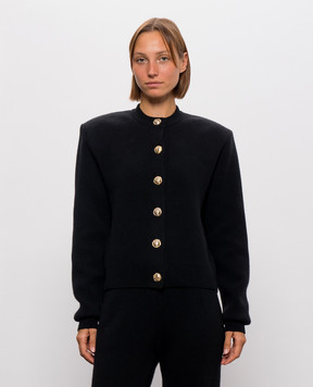 Balmain Black cashmere and merino wool cardigan CA0000000013
