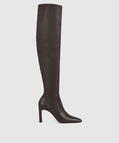 Brown leather over-the-knee boots