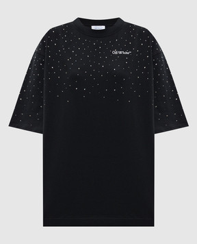 Off-White Black T-shirt with Swarovski crystals 2AA13MS26JER001