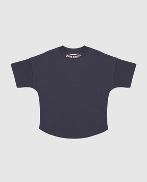 Palm Angels Children's blue T-shirt with logo print F6PAJBTH012
