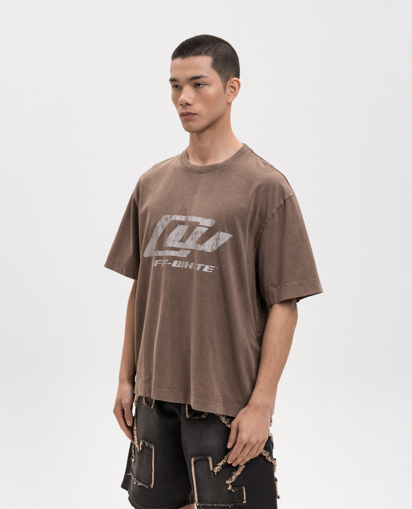 

Brown T-shirt with logo print Off-White