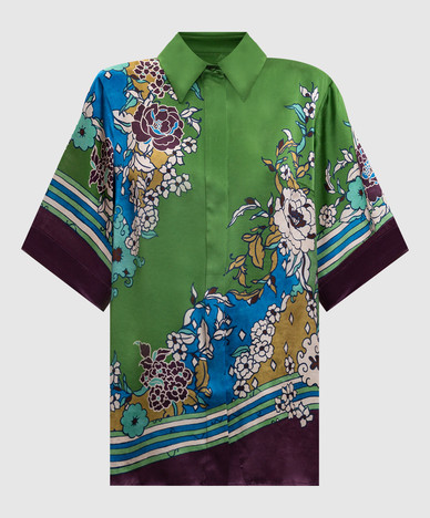 Nanci green silk blouse