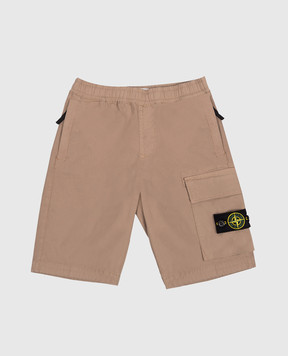Stone Island Children's brown shorts with logo patch L1S16L100003S000114