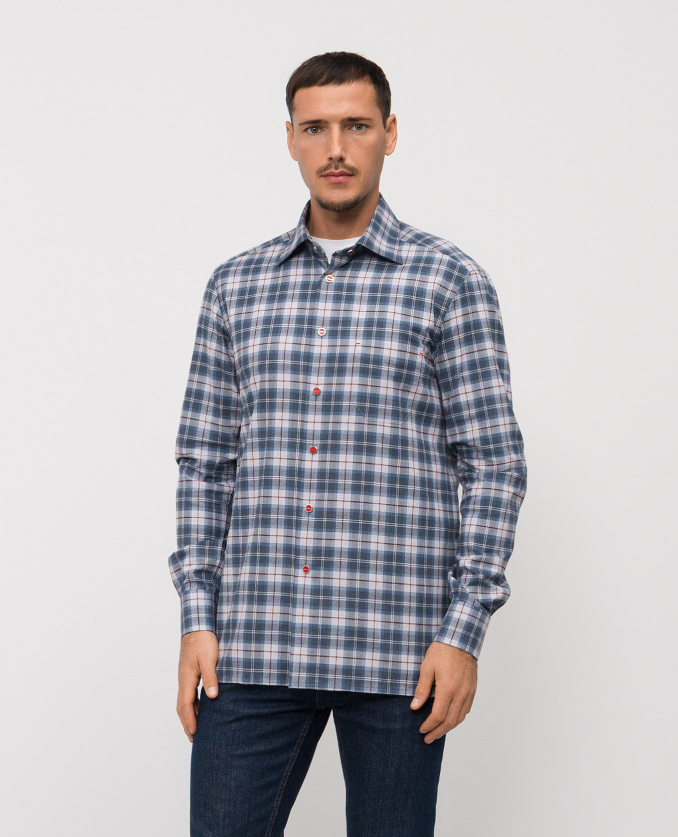 

Blue checkered shirt Kiton, Light blue