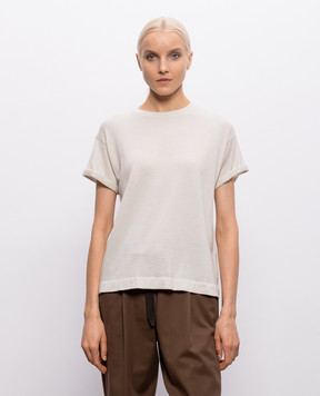 Brunello Cucinelli Ivory cashmere and silk T-shirt M41810000P