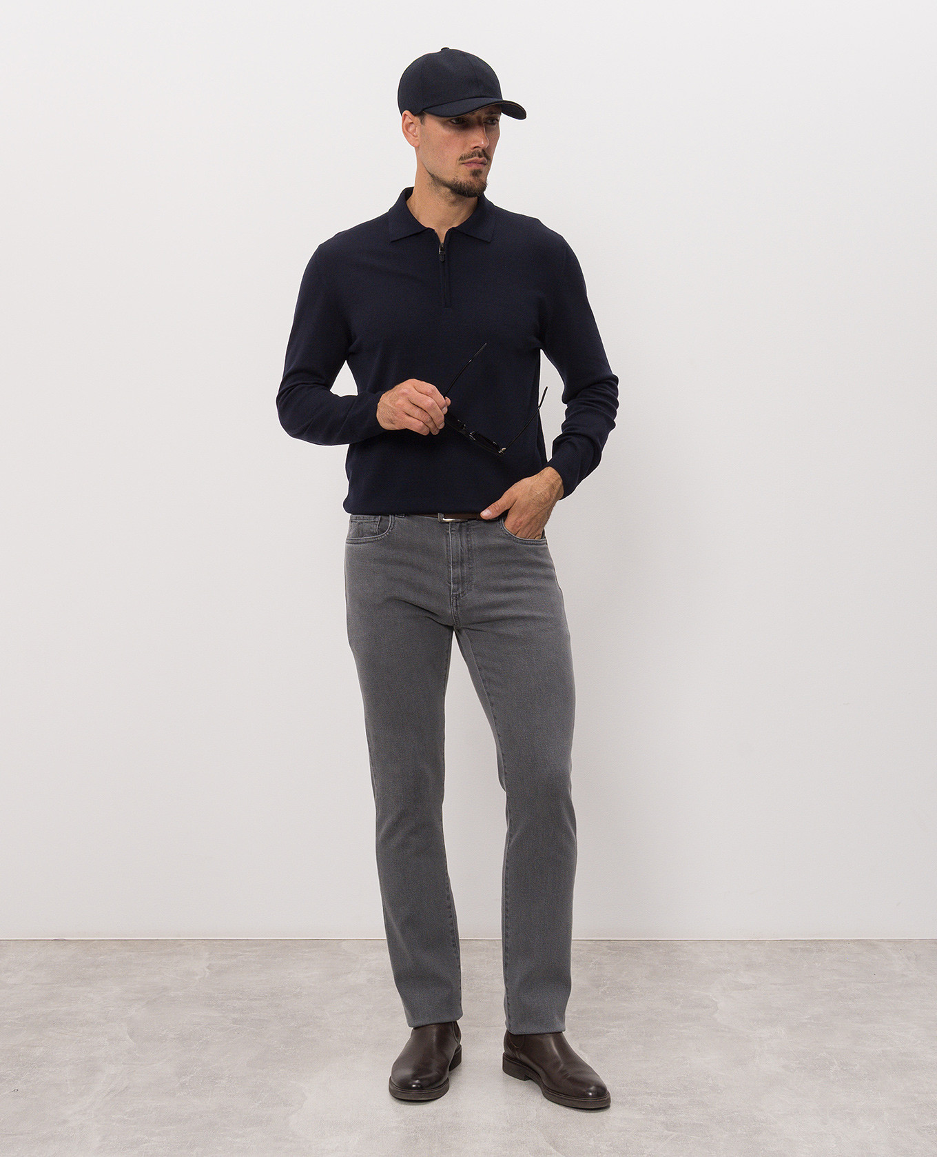 Grey slim jeans with logo patch Canali 2