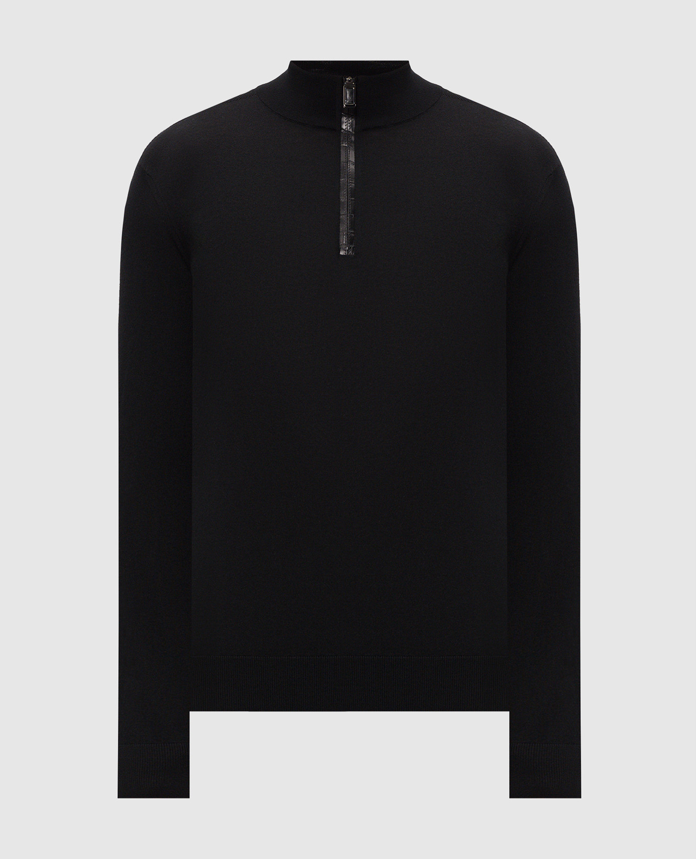 Black jumper with crocodile leather inserts