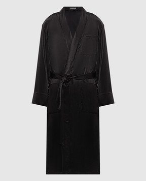 Ann Demeulemeester Black Vorm Fluid coat with belt B0013928FA734