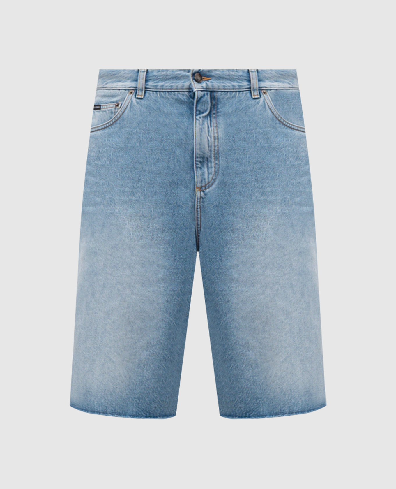 Blue denim shorts with logo patch Dolce&Gabbana