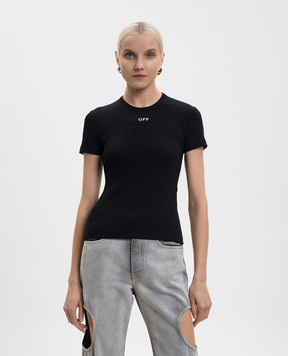 Off-White Black ribbed T-shirt with OFF logo OWAA065C99JER005
