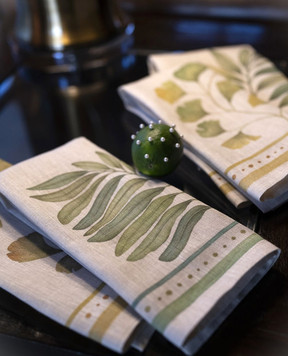 TESSITURA TOSCANA TELERIE Set of gray TAMARINDO linen serving napkins NT250130080037