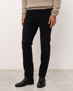 Cashmere&Whiskey Dark grey jeans with logo patch PT02CW61B177