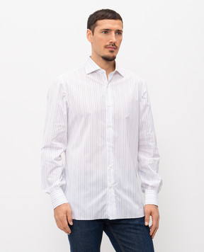 ISAIA White striped cotton shirt IM10TCC9990