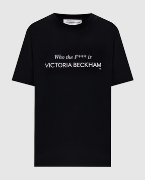 Victoria Beckham Black T-shirt with inscription 1424JTS005949A