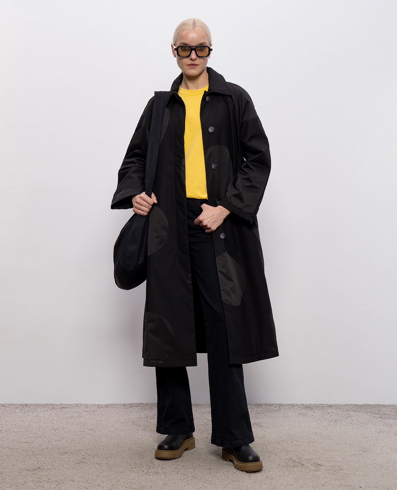 

BALIA black polka dot coat Max & Co