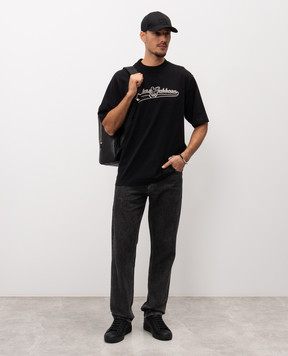 Dolce&Gabbana Black T-shirt with embroidered logo G8TO6ZG7PON