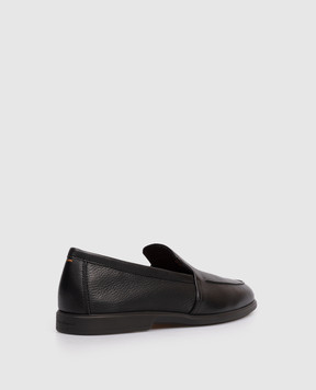 Santoni Black leather loafers with embossed logo MGAR18829SMOSEPR