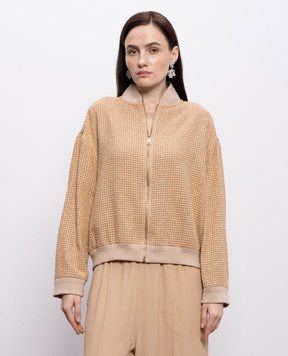 Fabiana Filippi Brown bomber jacket with sequins GCD276F227M103