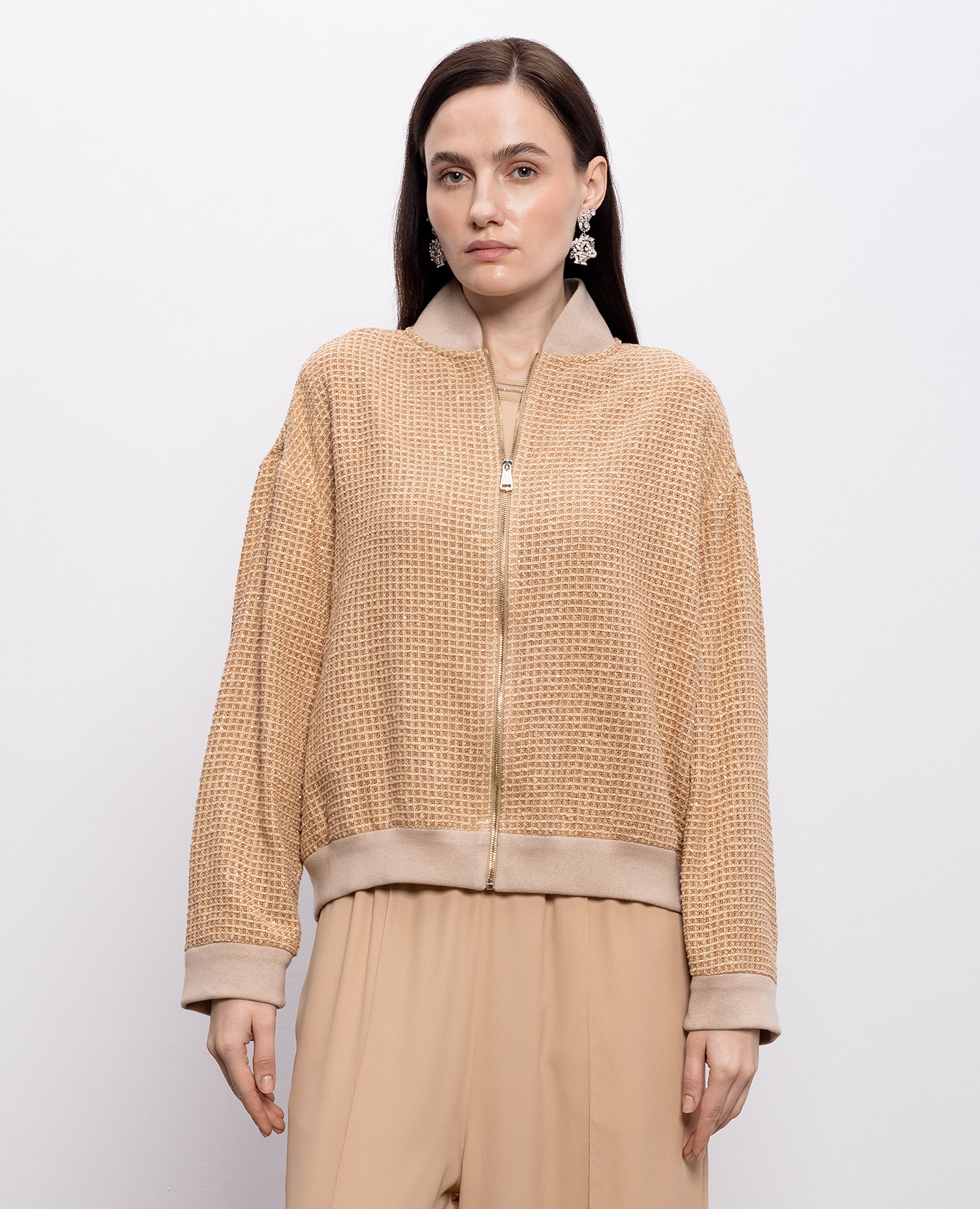 

Brown bomber jacket with sequins Fabiana Filippi