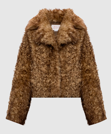 Brown cropped sheepskin coat
