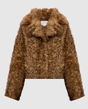 Babe Pay Pls Brown cropped sheepskin coat 2327TIGRADO