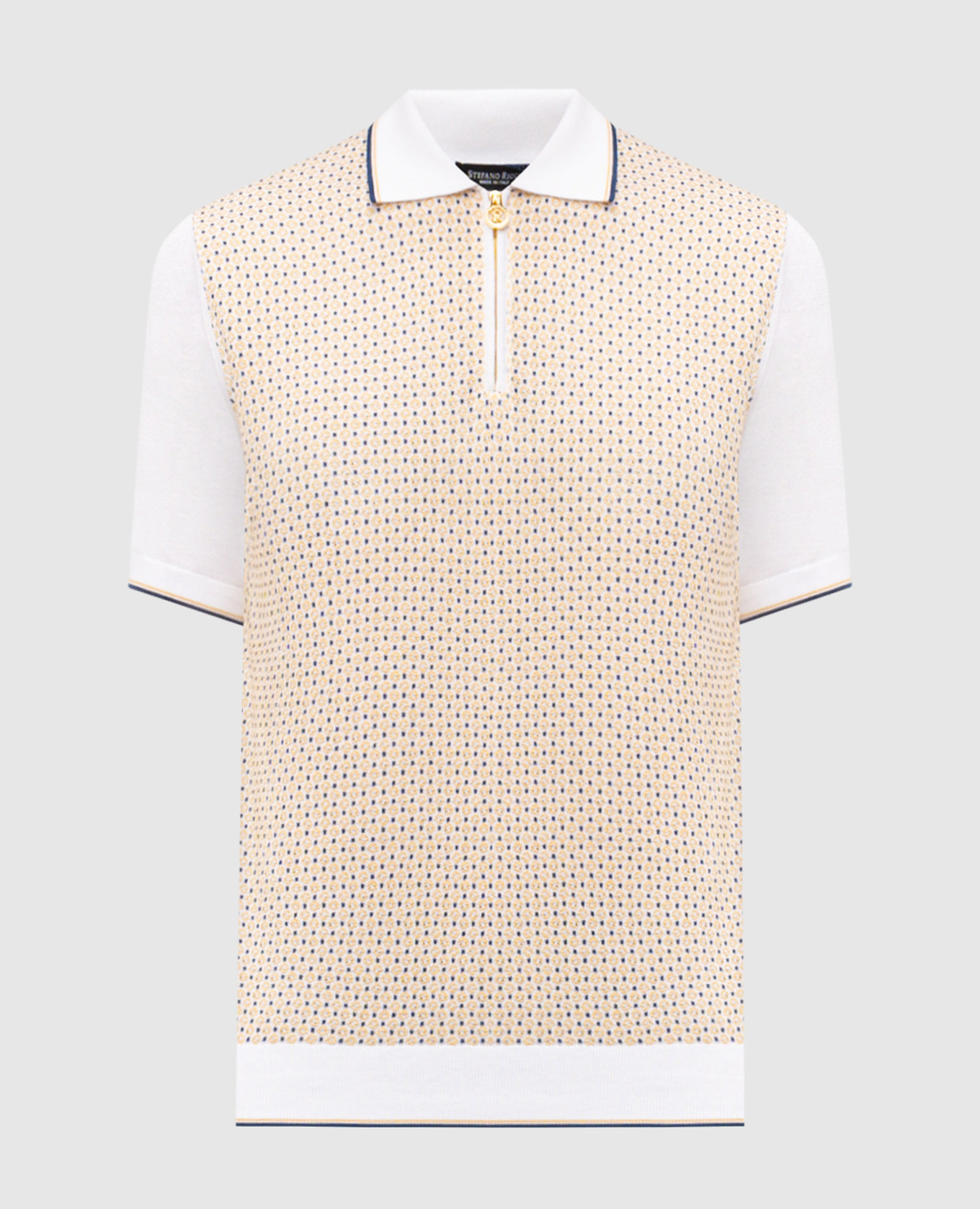 Polo with silk in a contrasting pattern
