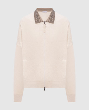 Brunello Cucinelli Beige cardigan made of wool, cashmere and silk M16232406