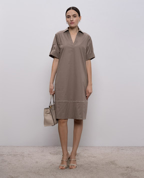 Peserico Khaki dress with monil chain A0251301979