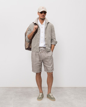Brunello Cucinelli Gray hemp and linen shorts MP548U0020