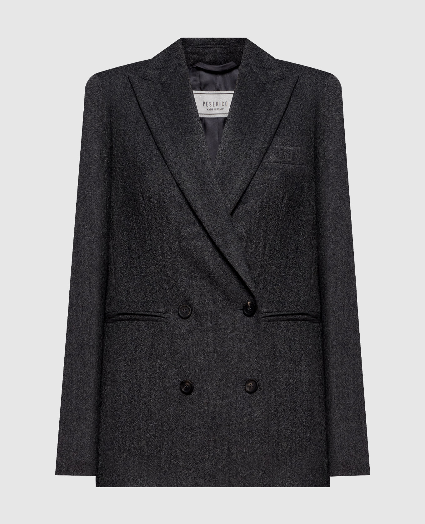 

Gray double-breasted wool jacket with patch Peserico, Grey