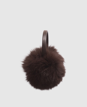 Yves Salomon Brown fox fur headphones 23WAA124XXRDXX