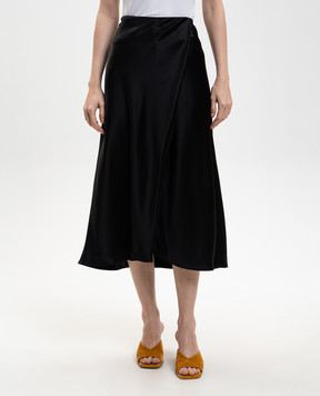 Khaite Black Demi midi skirt with silk 41724120