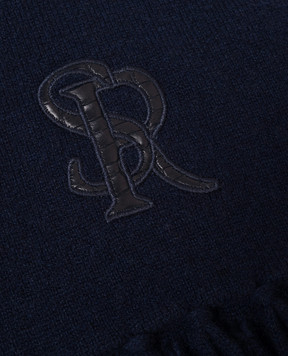 Stefano Ricci Blue cashmere scarf with monogram logo K606040SCIF26305