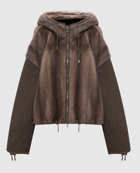 Elpidio Loffredo Brown cashmere jacket with mink fur VIS030AN20