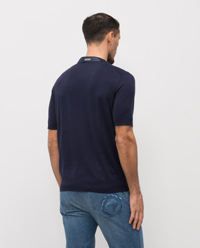 Stefano Ricci Blue silk T-shirt with logo K616006G12F26102