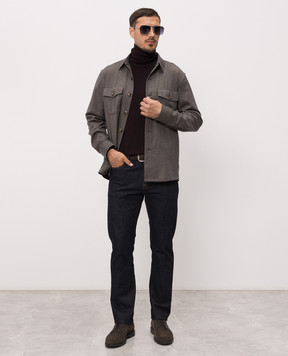 Canali Brown wool shirt AR0347231019