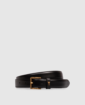 Ami Paris Black leather belt Paris with emblem UBL029AL0104