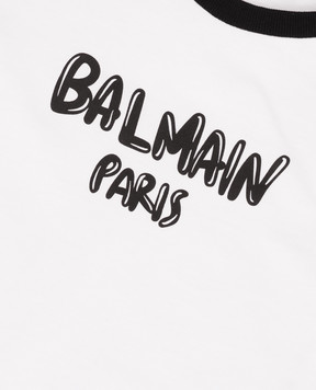 Balmain Children's white T-shirt with contrasting logo BZ8H81Z36721214