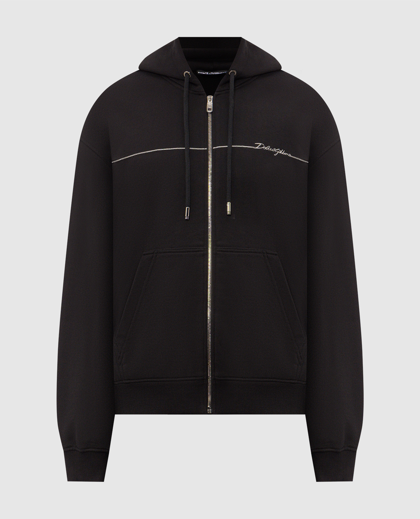 Schwarze Sportjacke mit kontrastierender Logostickerei