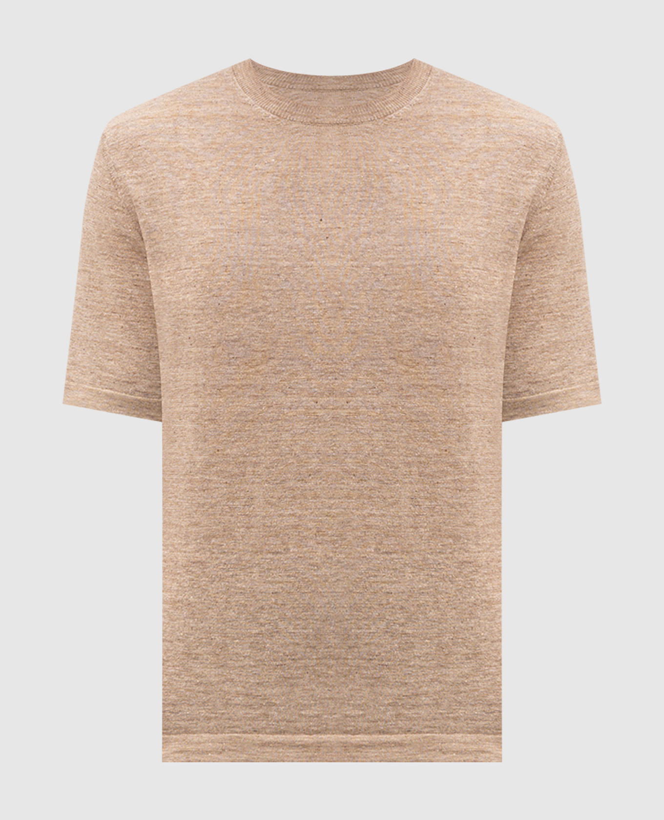 Beige linen and silk T-shirt
