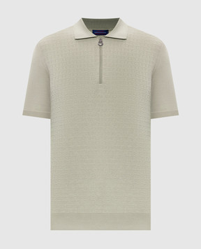 Stefano Ricci Khaki wool, cashmere and silk polo shirt W505507P31W26150