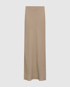 Brunello Cucinelli Beige maxi skirt with linen MH126G3396