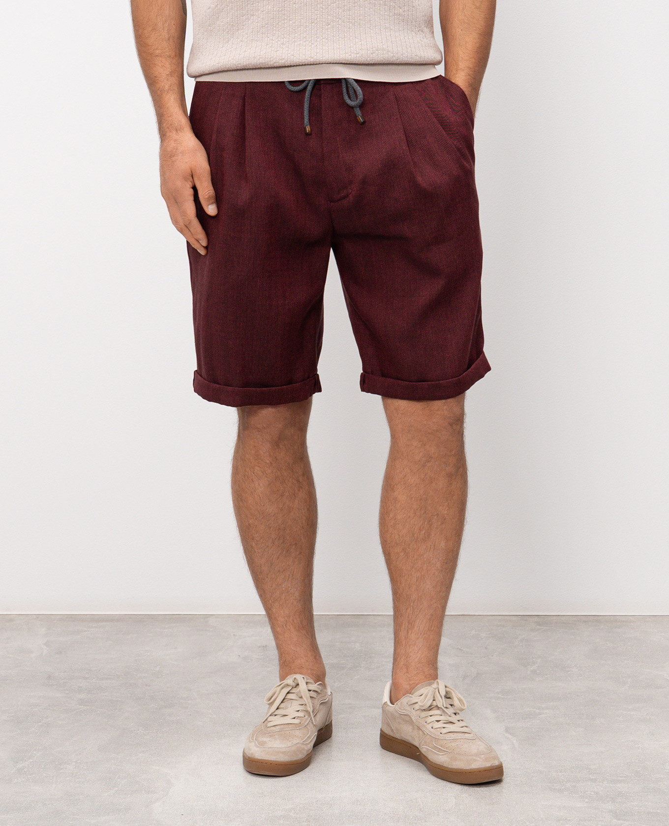 

Burgundy linen and wool shorts Brunello Cucinelli