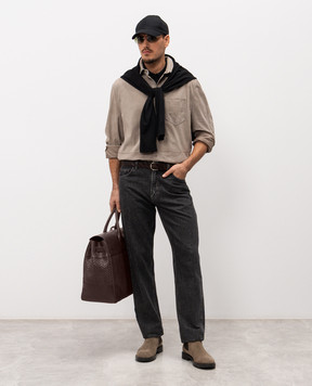 Brunello Cucinelli Beige suede shirt MPCFN2039