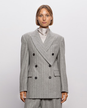 Brunello Cucinelli Gray double-breasted striped wool jacket MG5767306