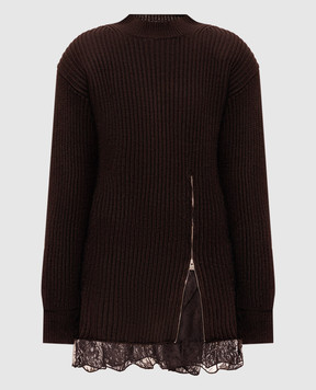 Giuseppe Di Morabito Milano Brown wool dress with lace 07PFKND41116759