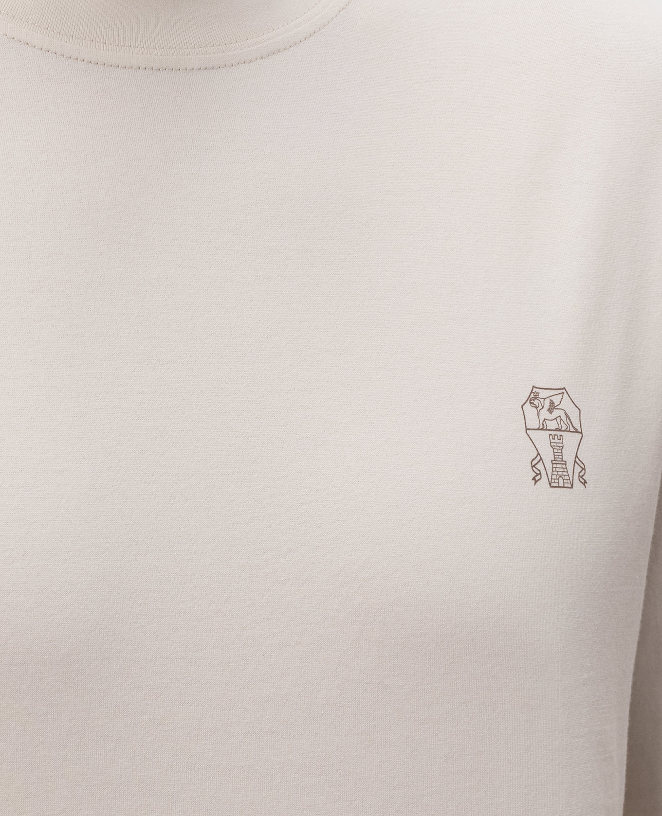 Beige straight-cut T-shirt with logo print Brunello Cucinelli 5